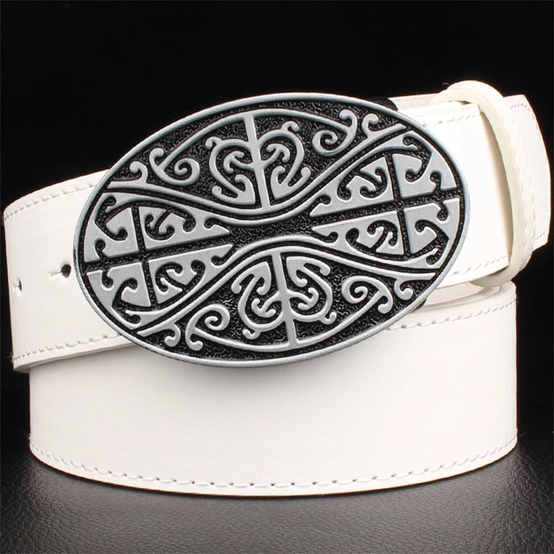 Fashion Leather Belts Big Metal Buckle Celtic Knot