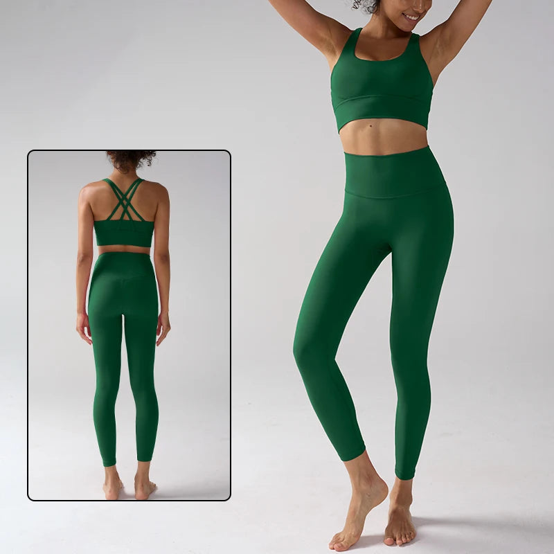 Women's Yoga Set Workout Set 2 Piece High Waist Yoga Leggings