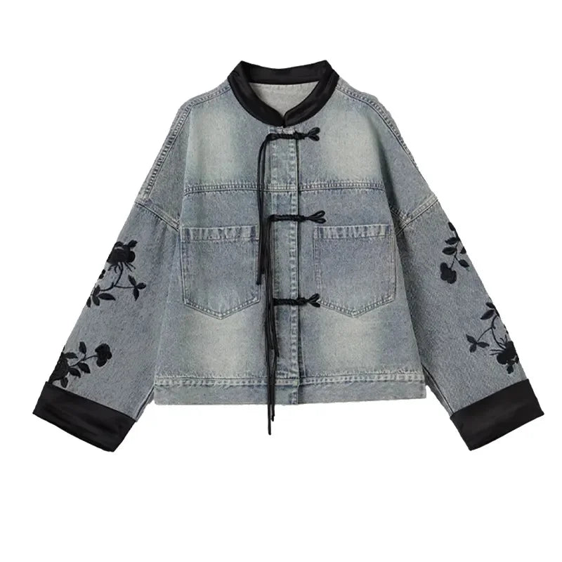 Denim Jacket For Women  Embroidered Style Versatile Denim