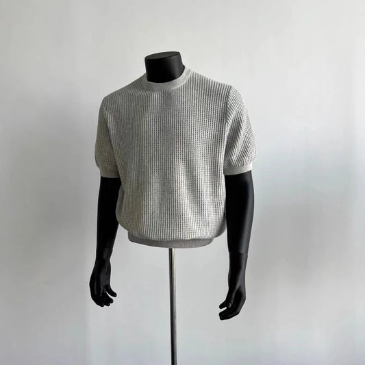 Knitting Sweater Men's Short Sleeve Knit Tee