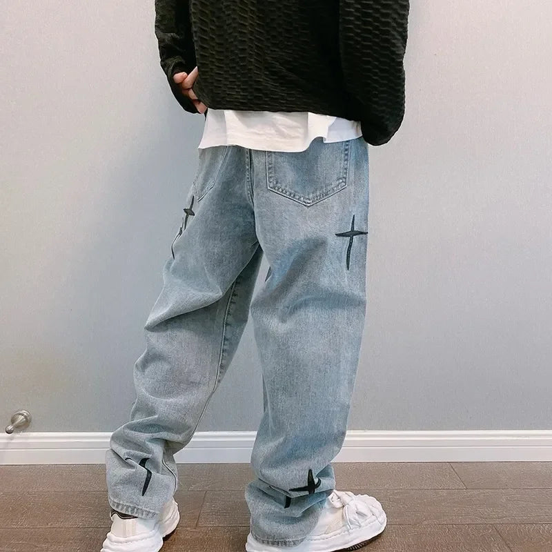 Jeans Men Wide Leg Cargo Pants Streetwear Baggy Men Korean Fashion Loose Straight