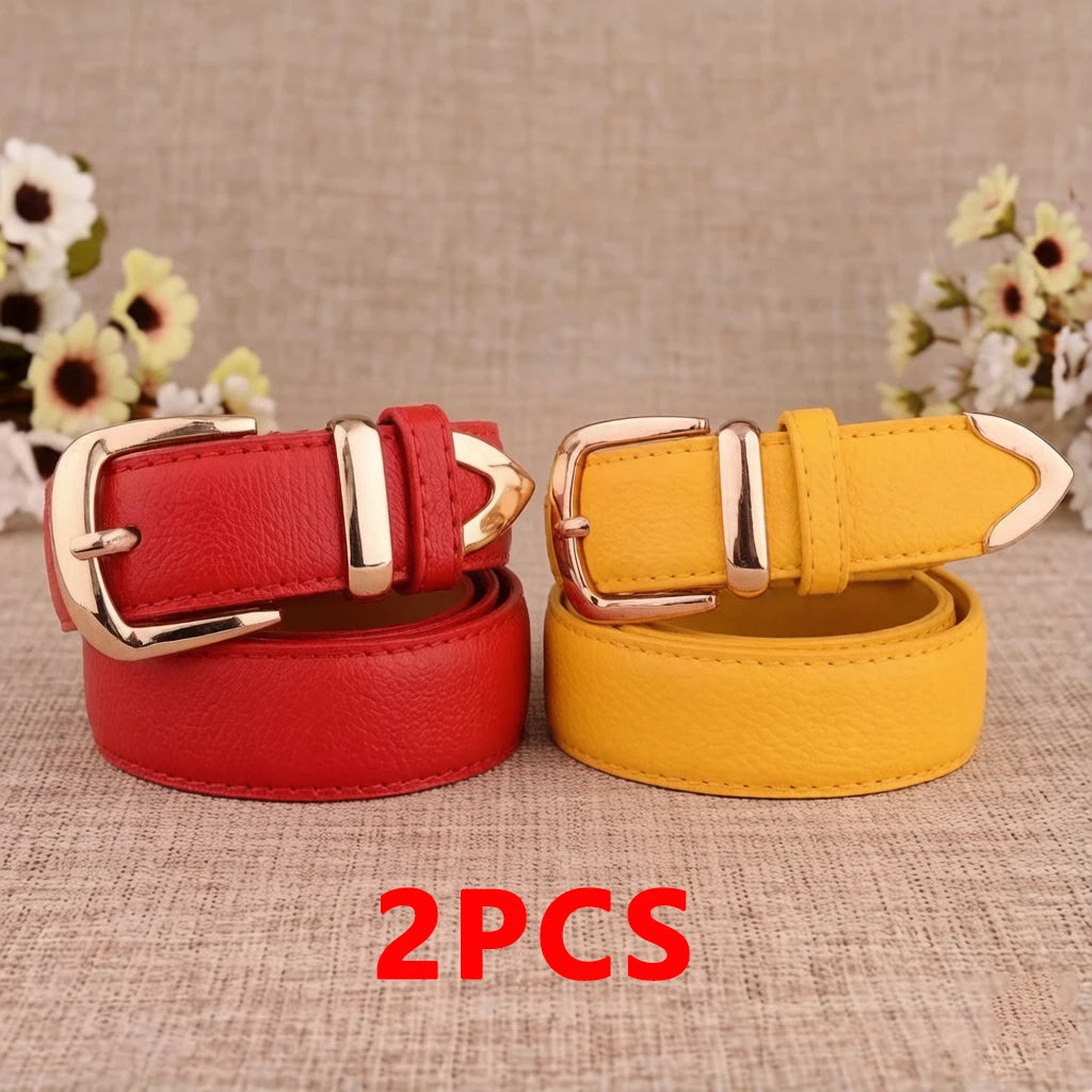 Women's Trousers Belt  Leather Trend White Belt