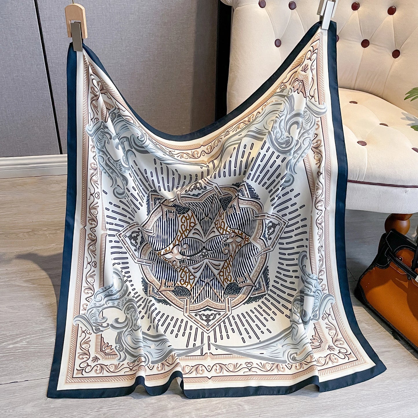 Silk Scarves Women Print Twill Square Head Shawl Bandanna