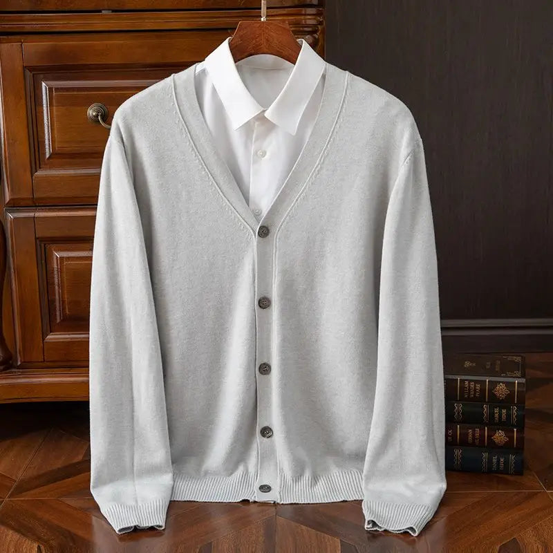 Cashmere Sweater Men's Clothing V-Neck Cardigan Knit