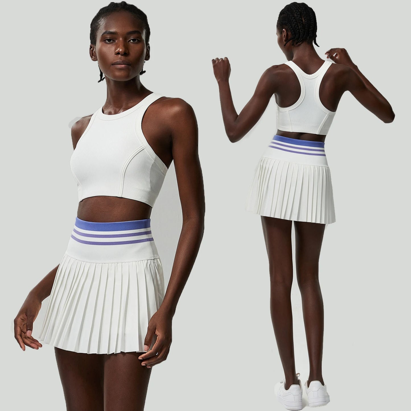 Women Tennis Set 2PCS Sexy Bra High Waist Sports Golf Skirts