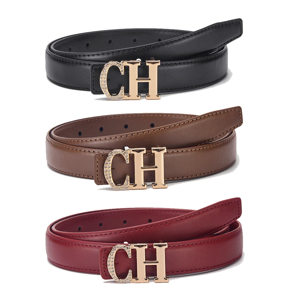 Women's Automatic Buckle Belt Simple And Fashionable Women's Casual Pants