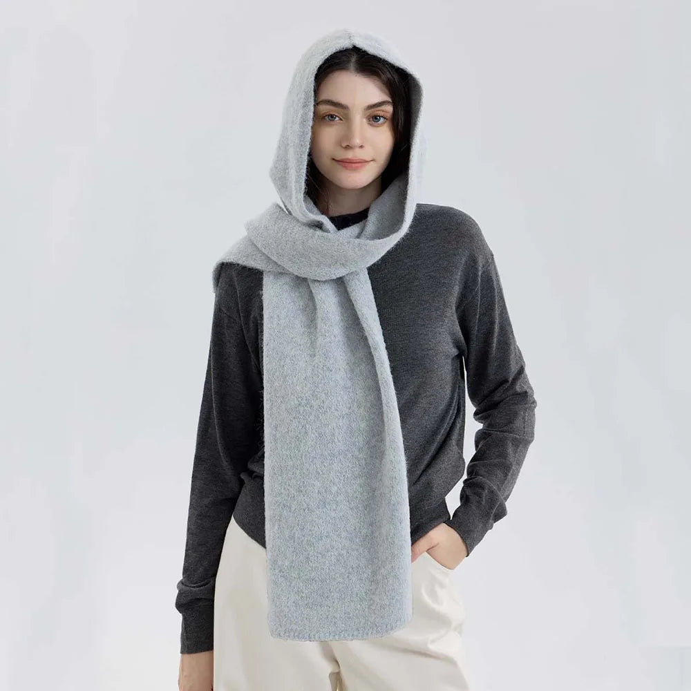 Balaclava Beanie Scarf Set Wool Warm One-Piece Hat Scarf