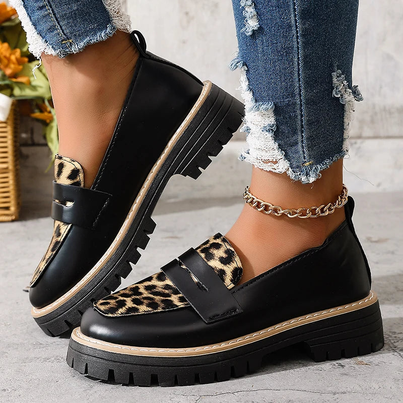 Women Loafers Leopard Print Casual Shoes
