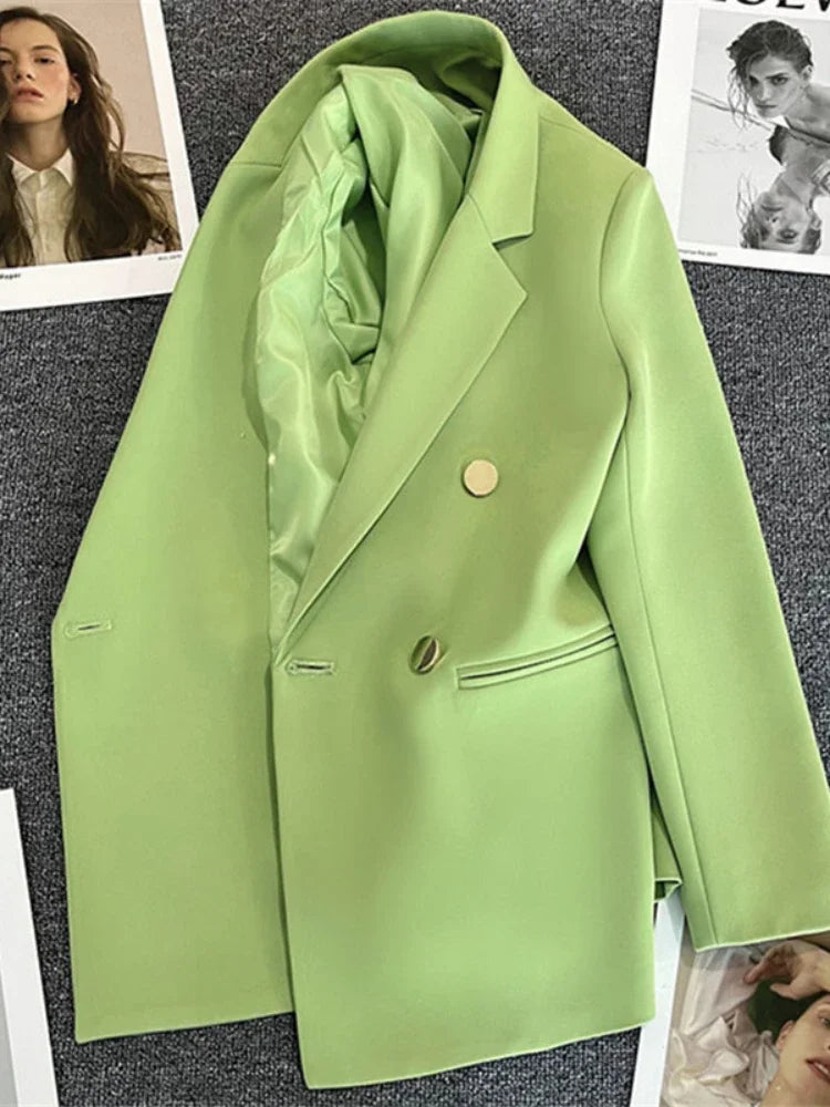 Women Suit Blazer  Blazer Luxury Double Breasted Jacket Solid Ladies Tops Clothes