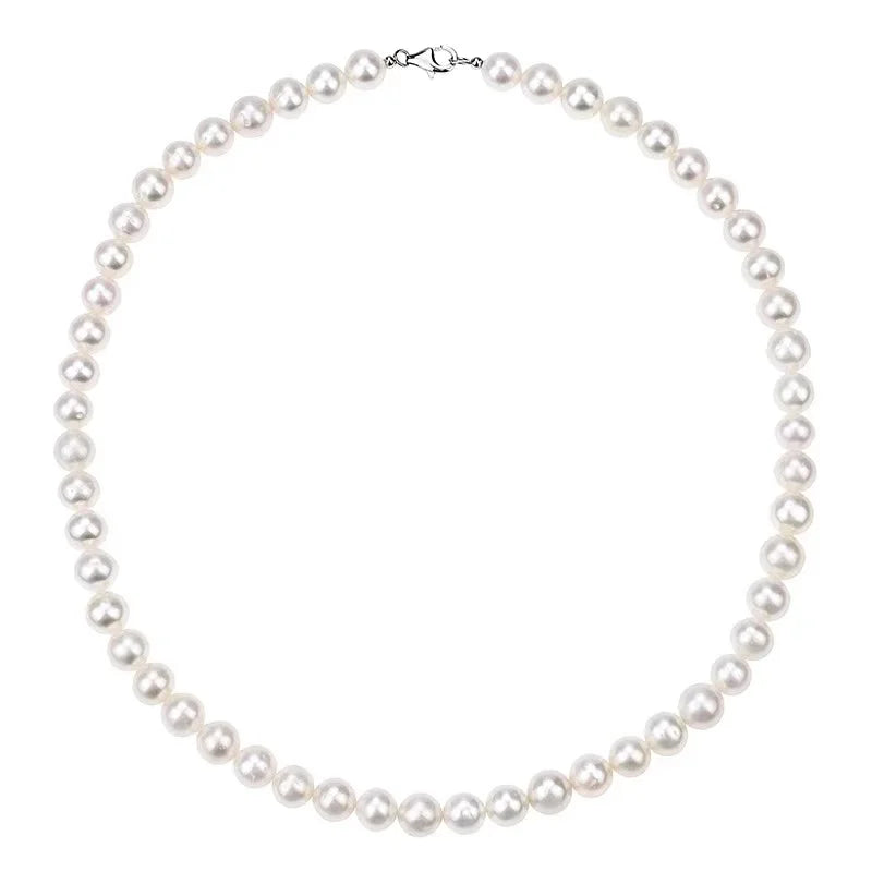 Pearl Necklace Men Simple Handmade Strand Bead Necklace