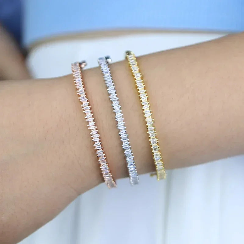 Women's Jewelry Full Paved Rectangle Bangle