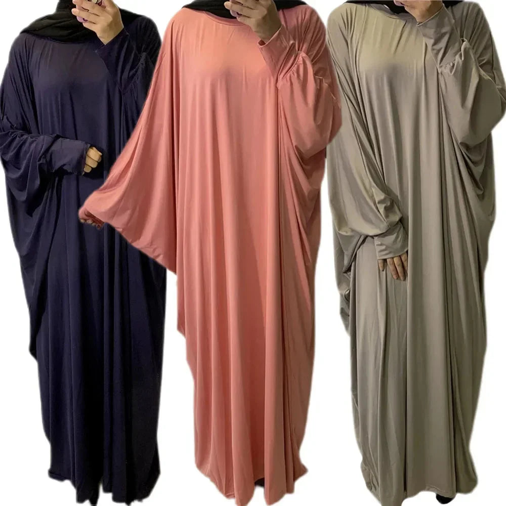 Women Abaya Khimar Prayer Garment Batwing Sleeve Dresses