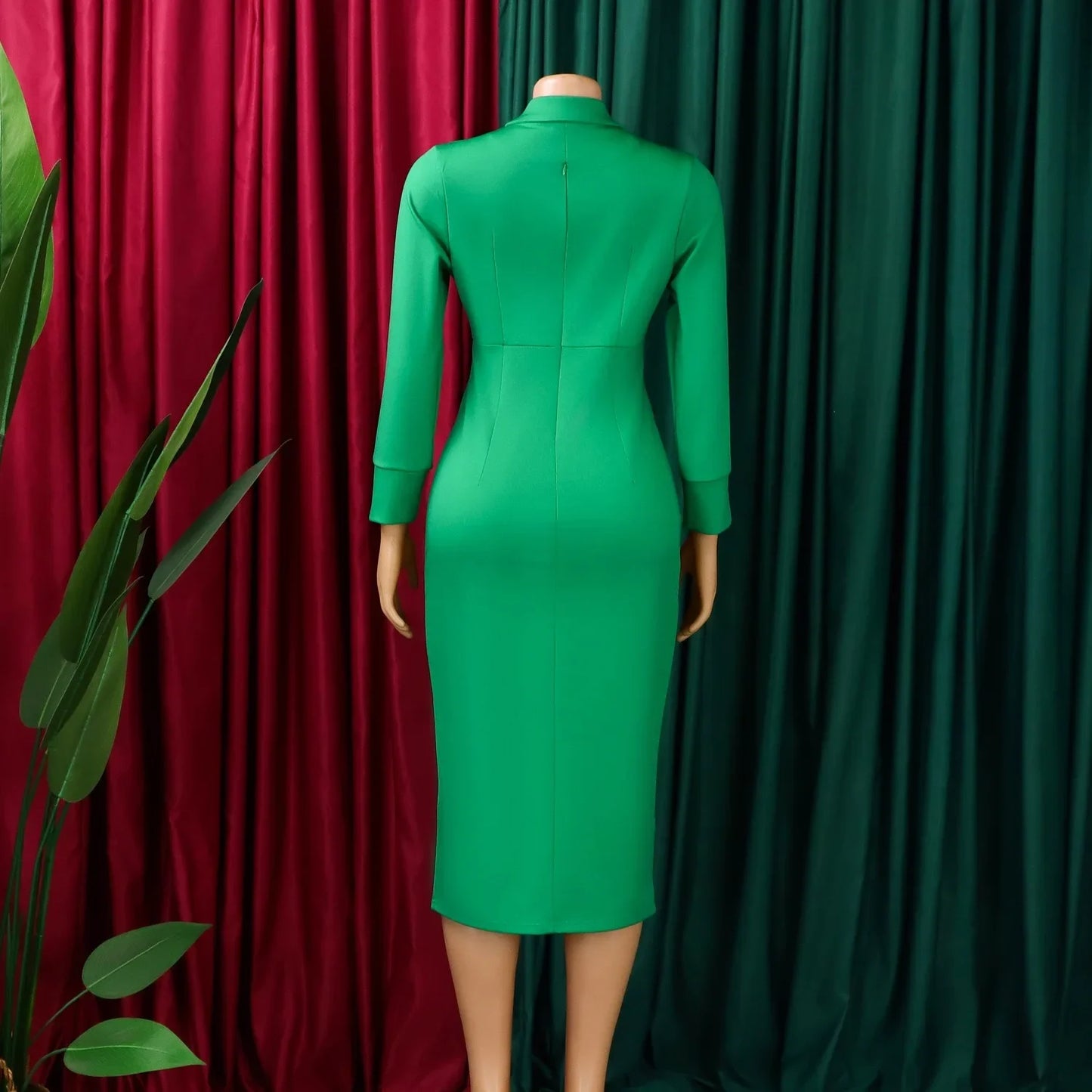 Women V Neck Full Sleeve Solid Sheath Package Dress