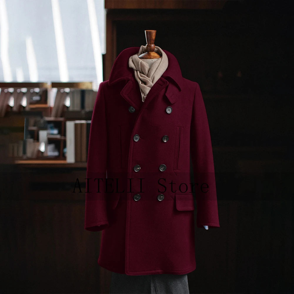 Woolen Coats for Men Dress Jackets Mantel Suit Top Male