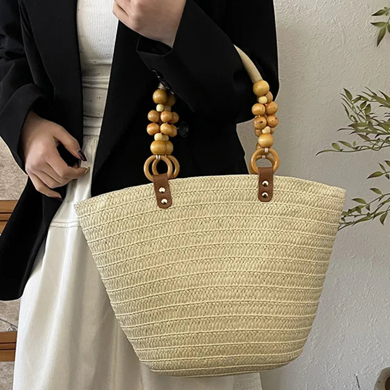 Women Braided Basket Clutches Top-handle Bag