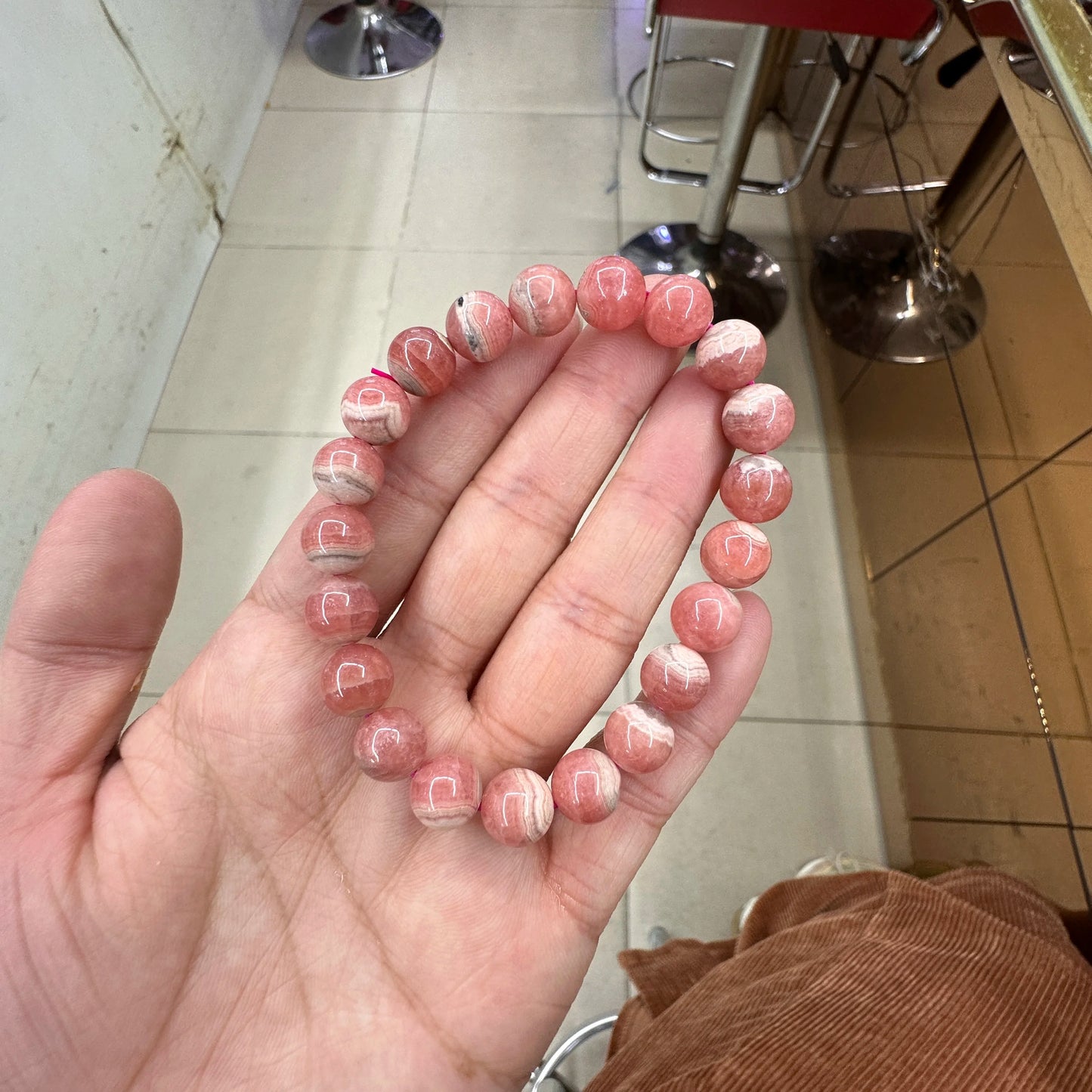 Rhodochrosite Round Elastic Beads