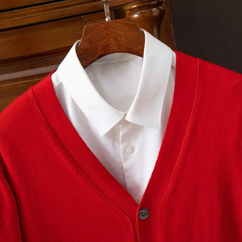 Cashmere Sweater Men's Clothing V-Neck Cardigan Knit