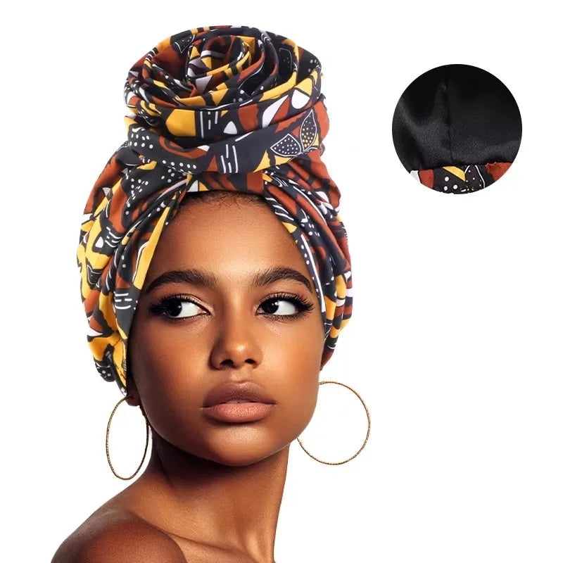 Woman African Satin Lined Turban Cap