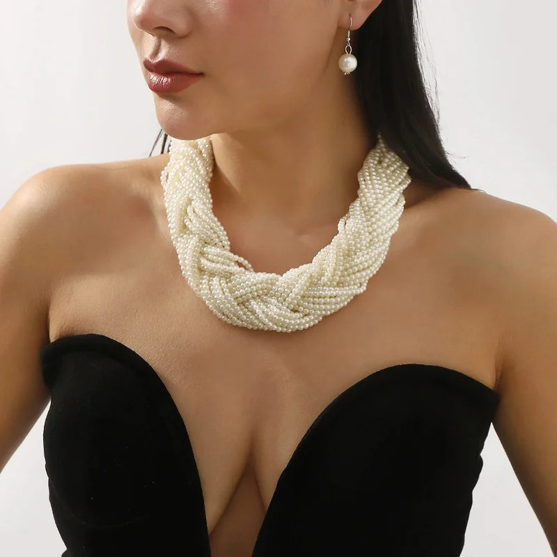 ACRYLIC pearl round necklace earrings tassel wedding women's jewelry