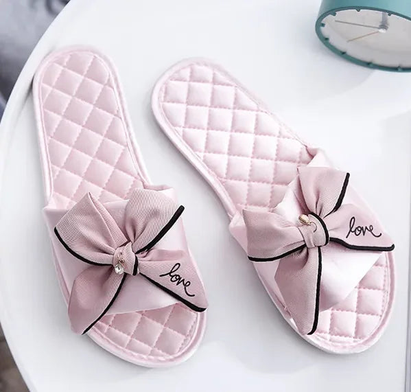 Women Slides Flip Flops  Casual Beach Bow Sandals Comfortable Flat Shoes