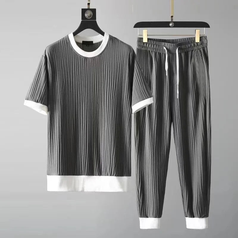 New Men's Set Fashion Versatile Half Sleeve