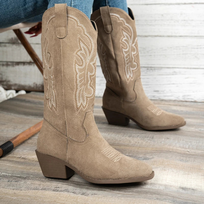 Women Boots  Comfortable Shoes High Chunky Heel Pointed Toe Women Shoes