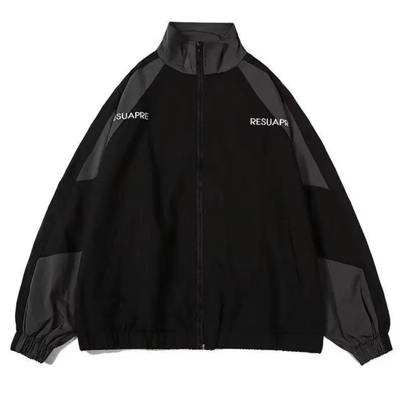 Men‘s Varsity Jacket Hip Hop High Street Patchwork Color Block Windbreaker Coats