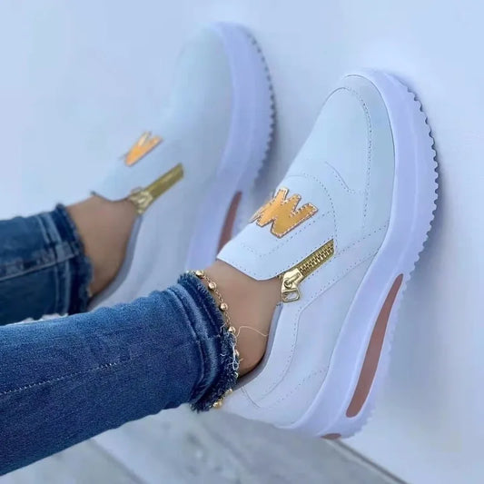 Women Flats Platform Shoes Casual Zipper Sneakers Shoes