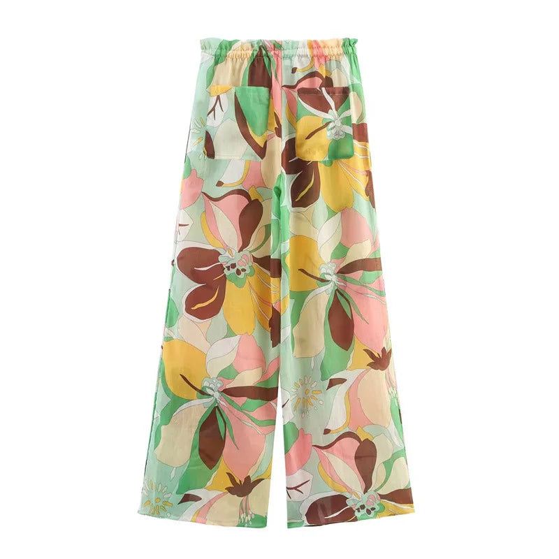 Women 2 Pieces Sets Floral Printed Shirt