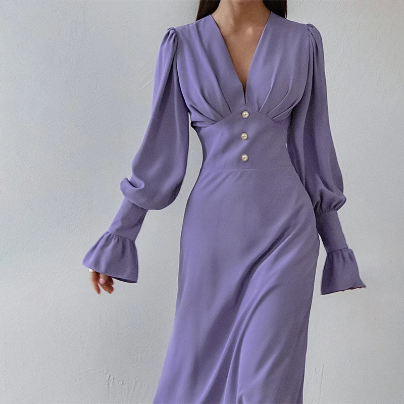 Deep V-neck Chiffon Party Dress