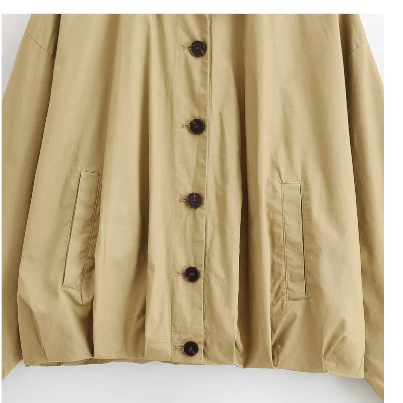 Lapel Collar Long Sleeve Single Breasted coat With Pockets