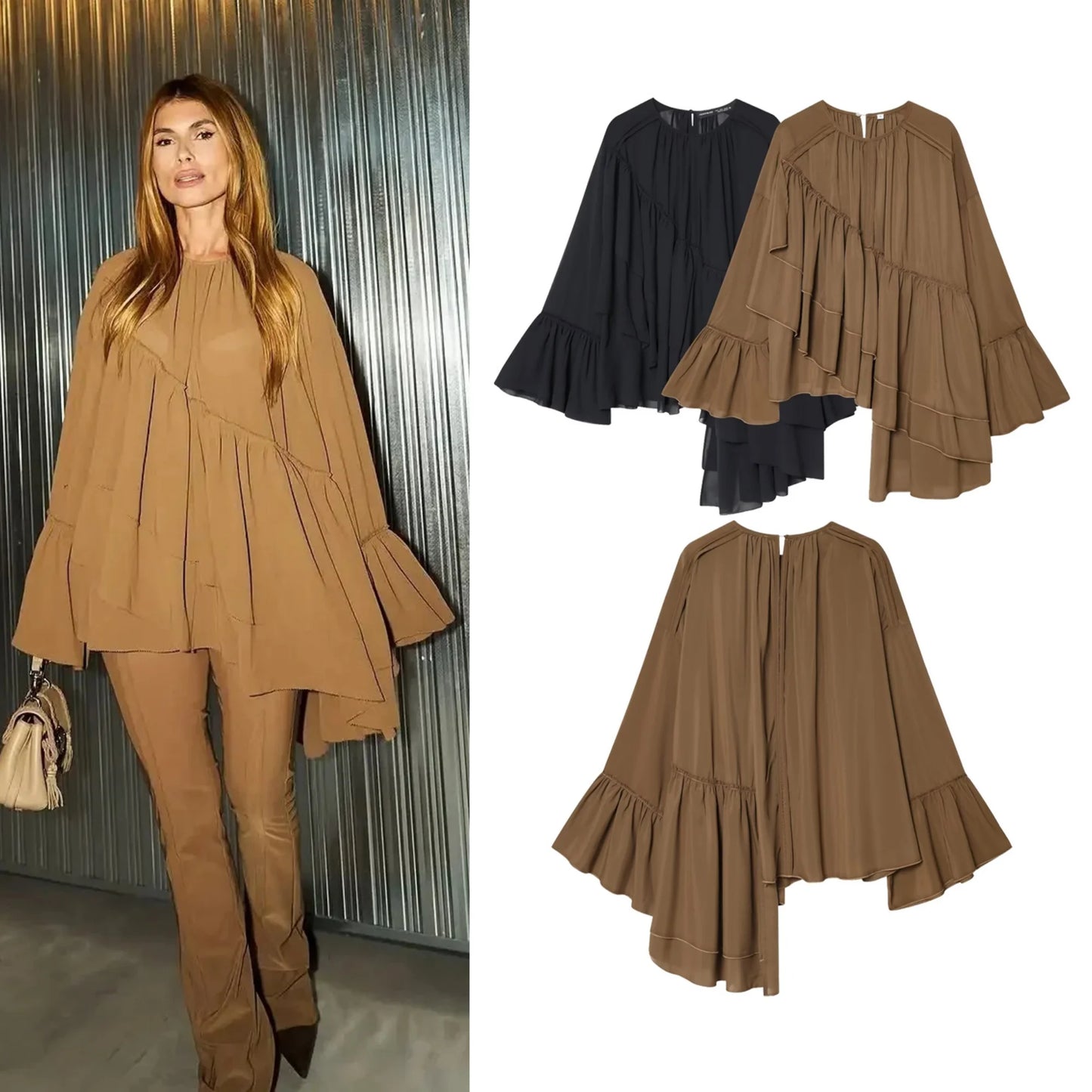 Blouse Chiffon Ruffle Casual Shirt