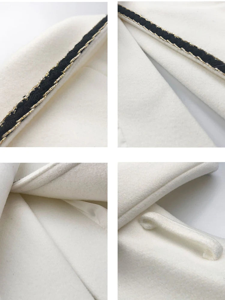 Winter Double Breasted Black Long Woolen Coats