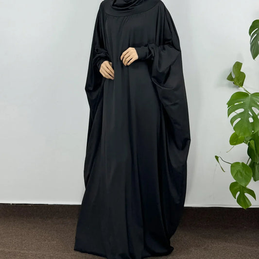 Modest Ramadan Prayer Dress Hooded Long Sleeve One-piece Hijab Dress