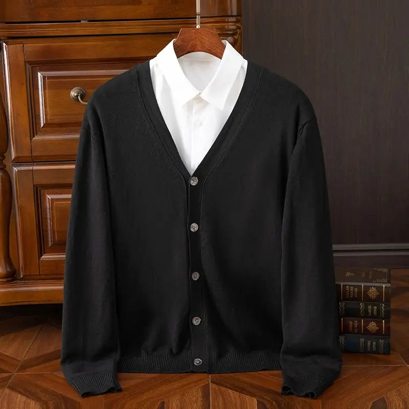 Cashmere Sweater Men's Clothing V-Neck Cardigan Knit