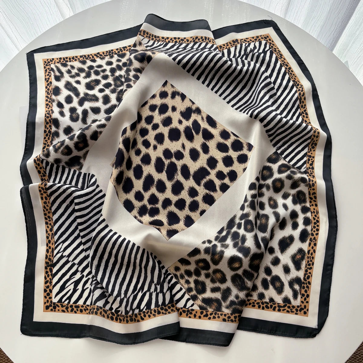 Square Scarf For Women Ladies Leopard Print Hijab