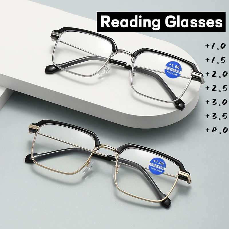 Reading Glasses for Men New Half Frame Fashion Far Sight Hyperopia Eyewear