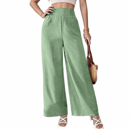 Women's summer thin twill pants versatile casual wide-leg trouser