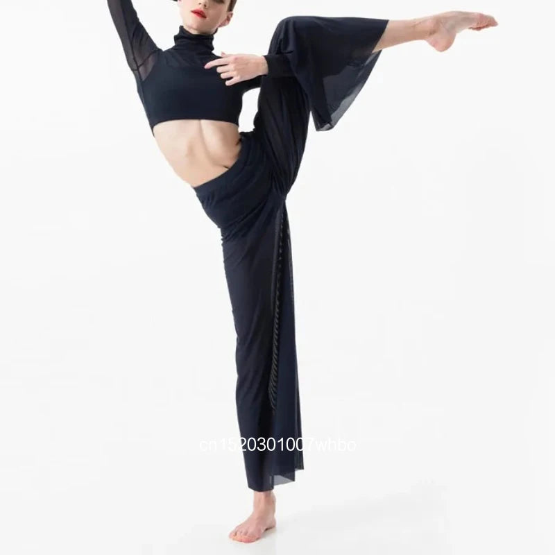 Dance Set Women's Elegant Classical Modern  Dance Practice Mesh