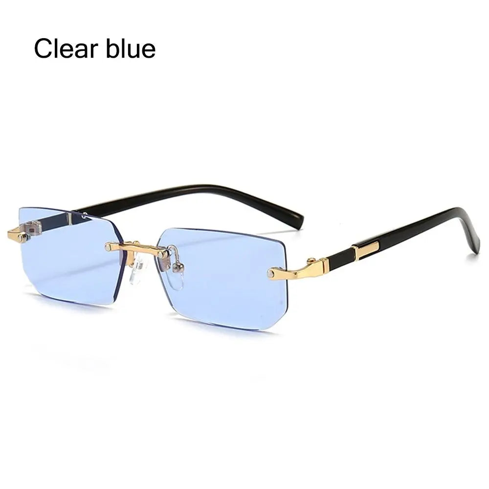 Rimless Sunglasses for Men Women Fashion Frameless Rectangle Sun Glasses