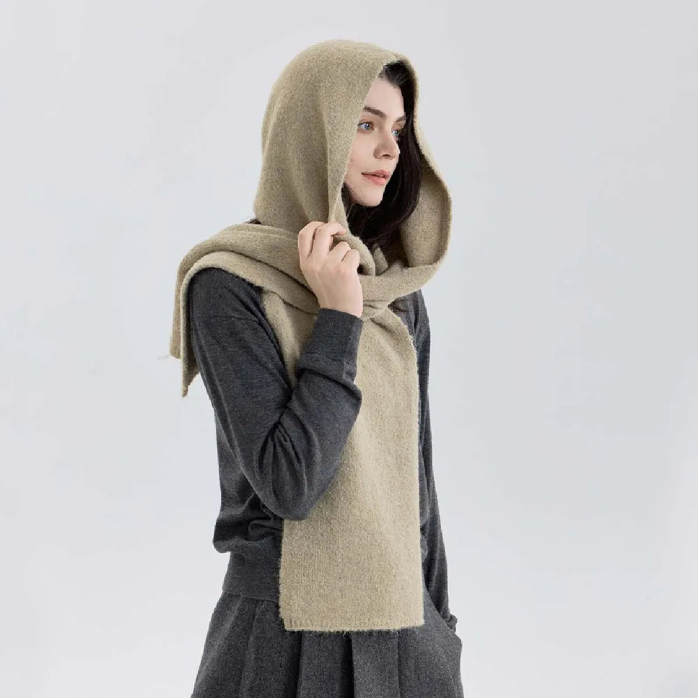 Balaclava Beanie Scarf Set Wool Warm One-Piece Hat Scarf