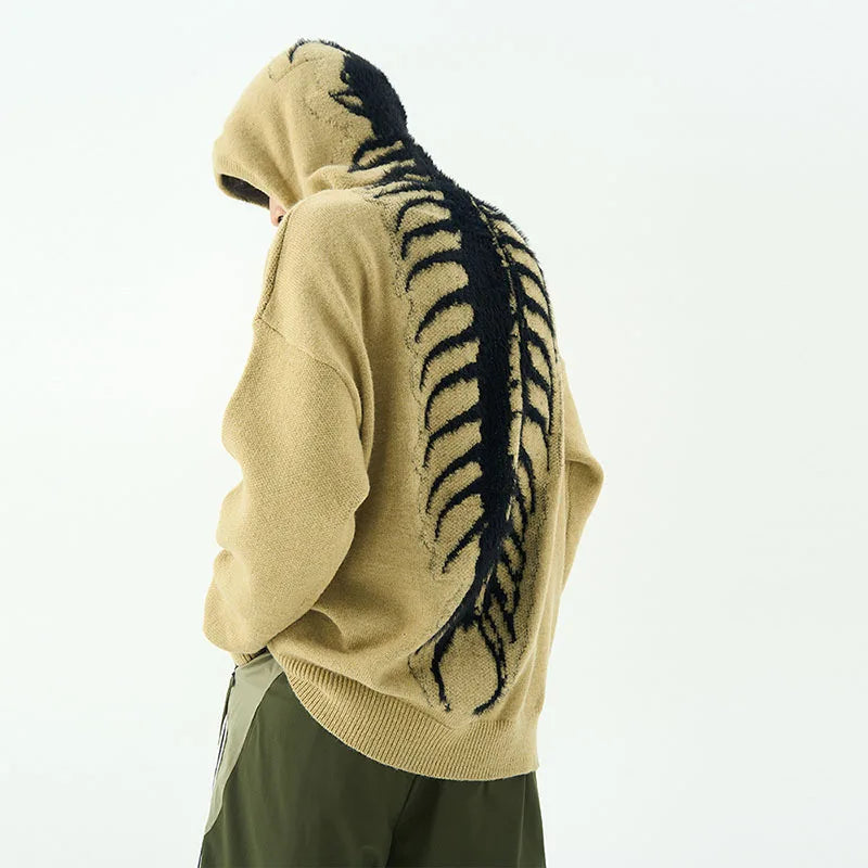Men's American Lazy-Style Sweater: Hooded Loose Knitwear with Unique Design