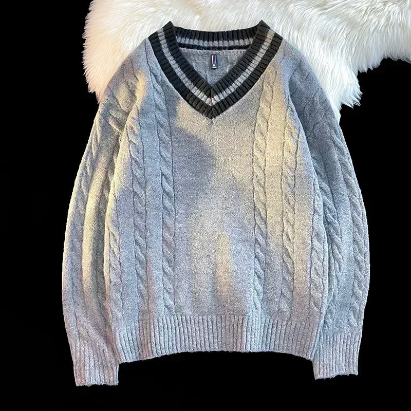 Men  Outdoor  V-neck Knitted Sweater