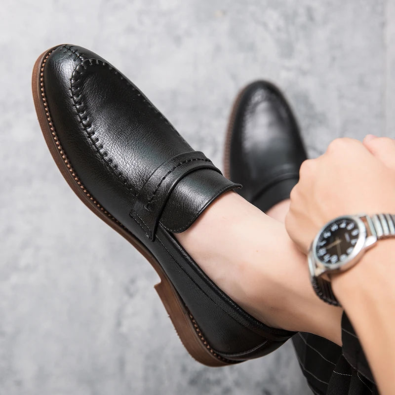Men's Loafers Business Dress Leather Shoes Men's