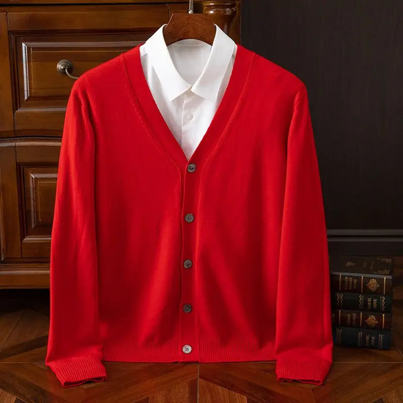 Cashmere Sweater Men's Clothing V-Neck Cardigan Knit