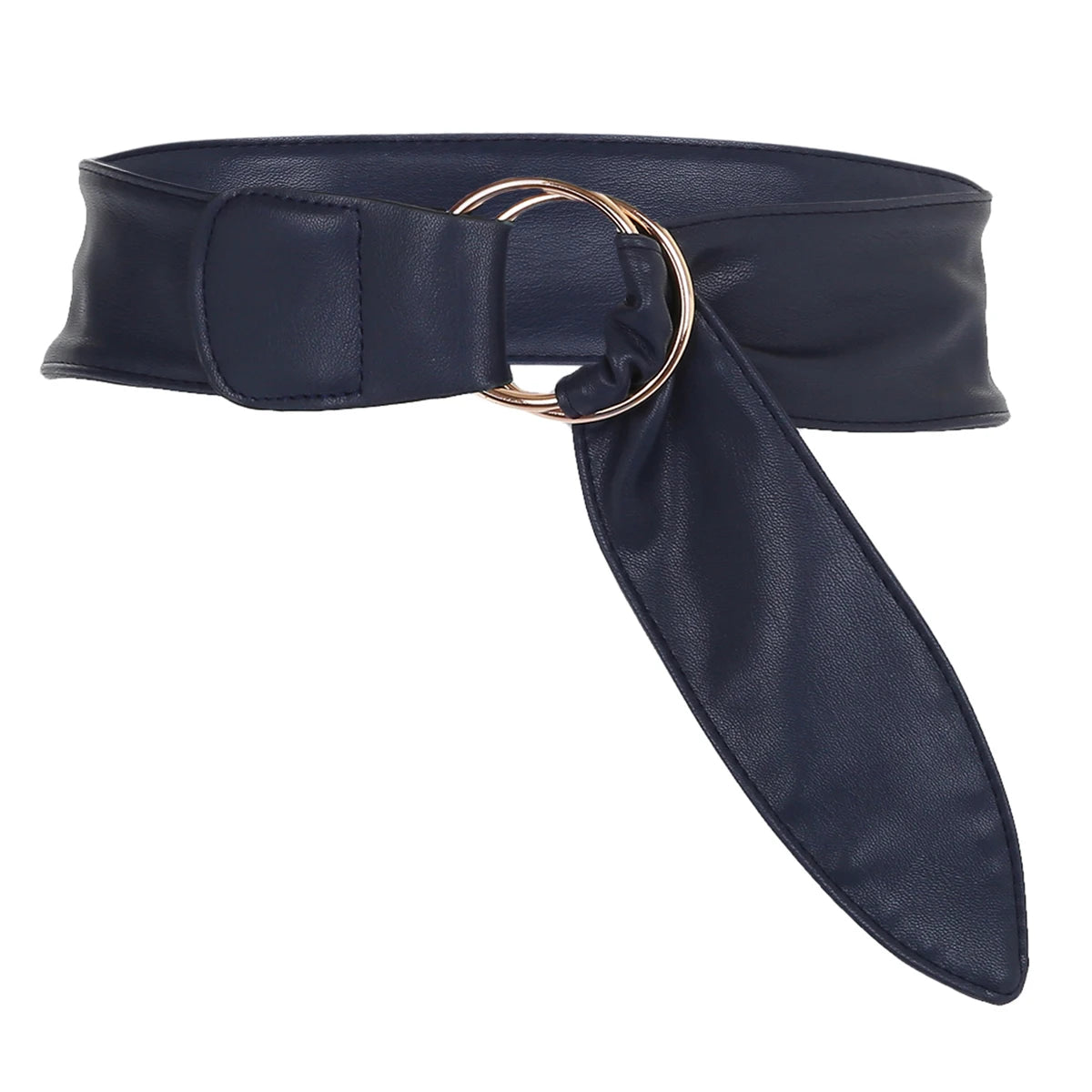 Wide Belts For Women Black Belt Double Round Ring Buckle Belt