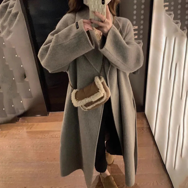 Women's Overcoat Loose Medium Long Double-sided Woolen Trenchcoat