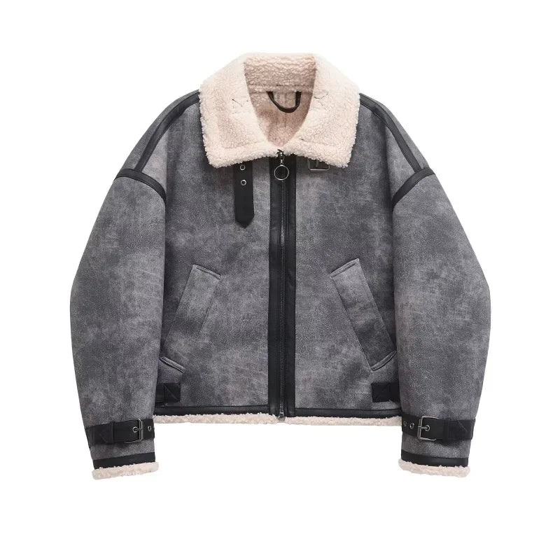 Winter  Wool Blend Coat Outerwear Leather & Fur Hot Coat For Women