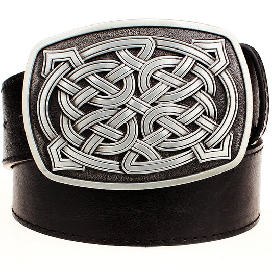 Fashion Leather Belts Big Metal Buckle Celtic Knot
