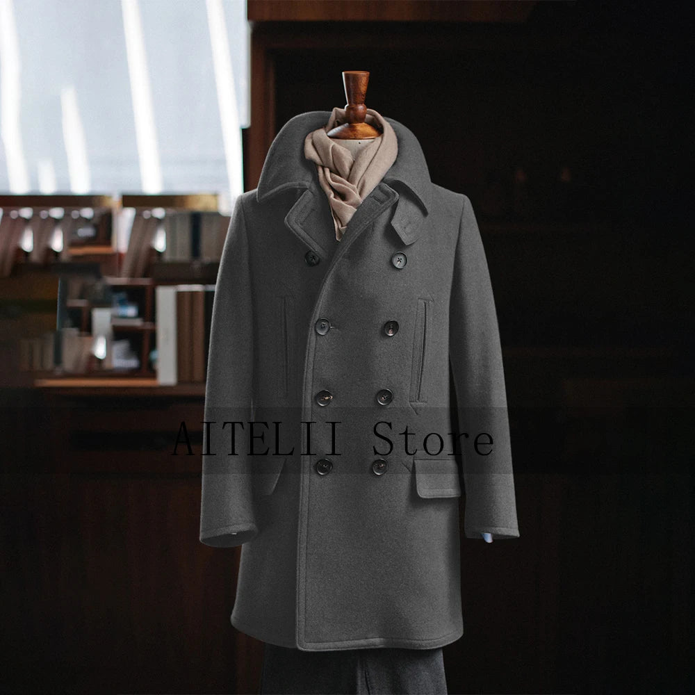 Woolen Coats for Men Dress Jackets Mantel Suit Top Male